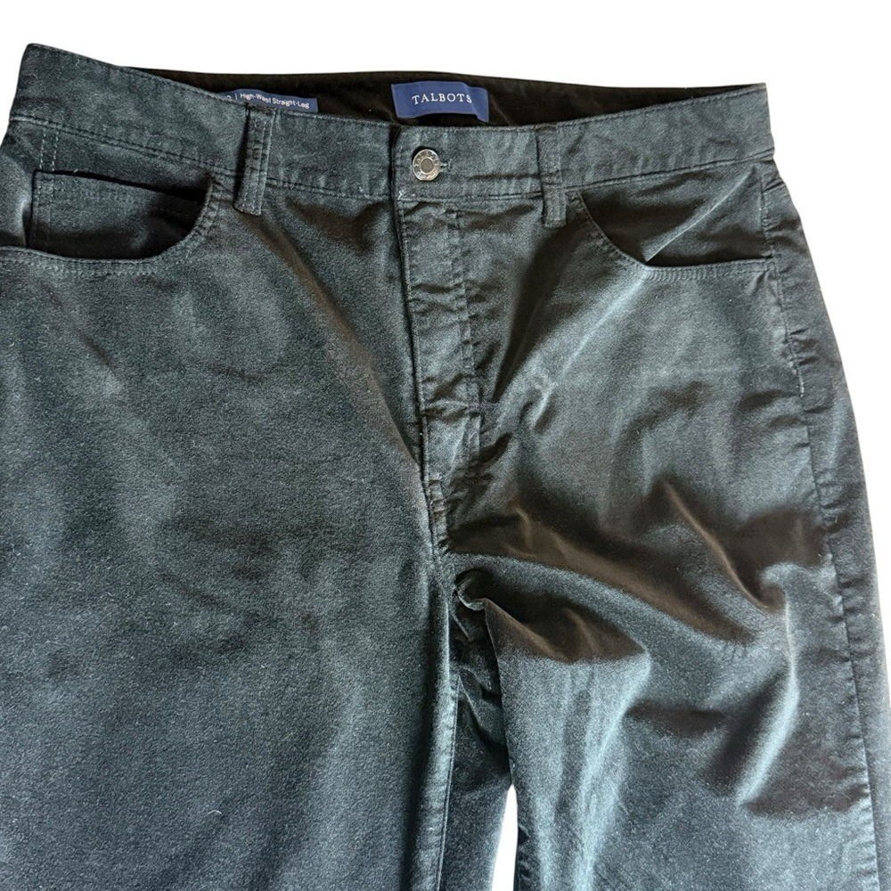 Talbots High Waist Straight-Leg Pants – Black Velvet Touch  size 12 - Picture 2 of 8